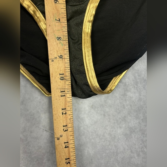 Baby Phat Black & Gold Metallic Sparkle Logo Print One Piece Swimsuit - Size 1X - Picture 6 of 12
